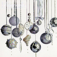 Christmas ornaments on the white background