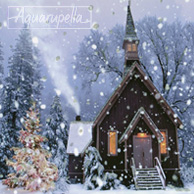Snowy house with a Christmas tree