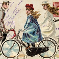 Retro cyclists collage