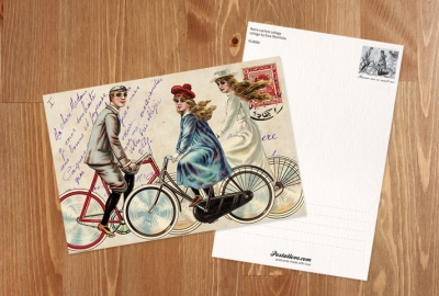 Retro cyclists collage