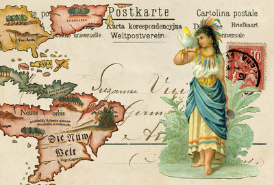 Collage with an antic map