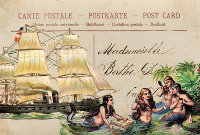 Collage with mermaids