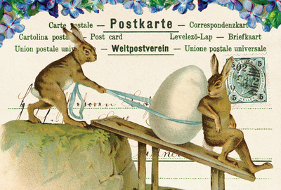Collage with Easter rabbits