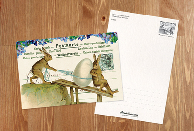 Collage with Easter rabbits