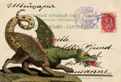 Collage with a dragon