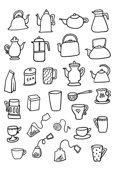 Coloring postcard - tea