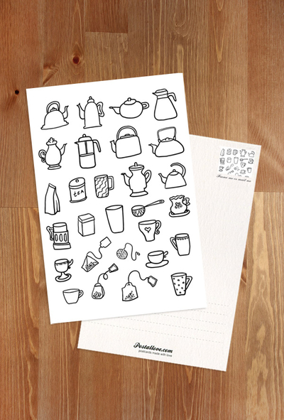Coloring postcard - tea