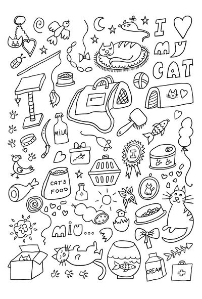 Coloring postcard - cats