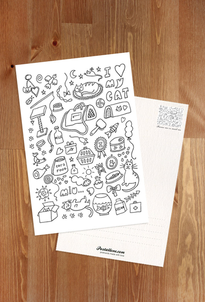 Coloring postcard - cats