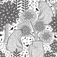 Coloring postcard - bears