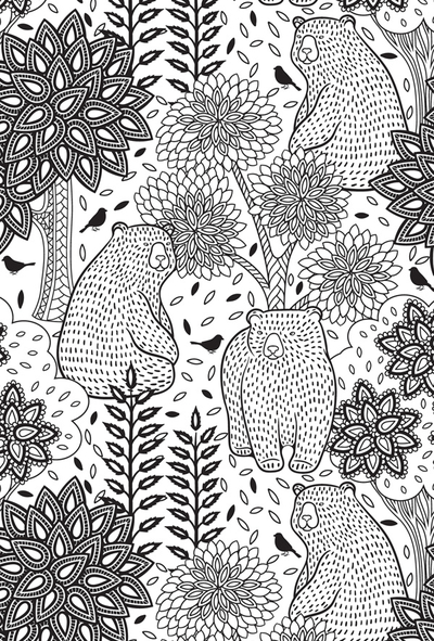 Coloring postcard - bears