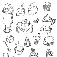 Coloring postcard - sweets