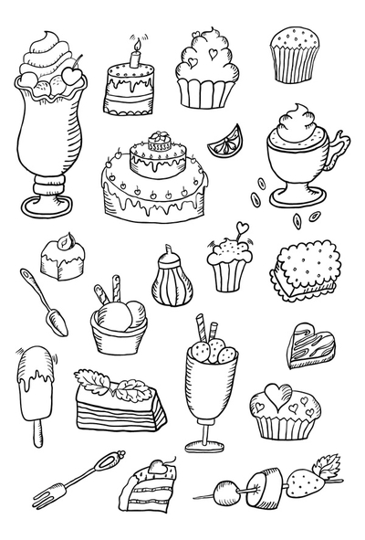 Coloring postcard - sweets