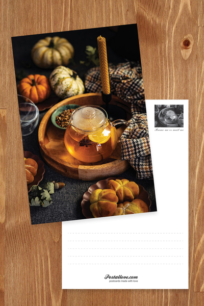 Autumn tea and pumpkins