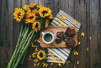 Coffee and sunflowers
