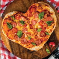 Heart shaped pizza
