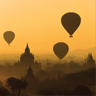 Sunrise over the temple plains of Bagan