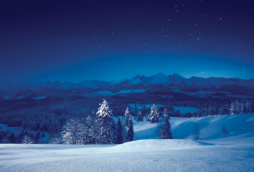 Starry winter night / Landscapes / Postcards / Postallove