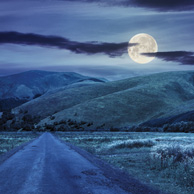 Night landscape with the moon