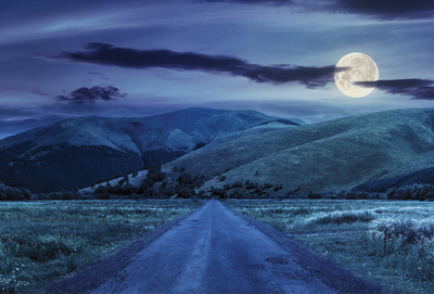 Night landscape with the moon