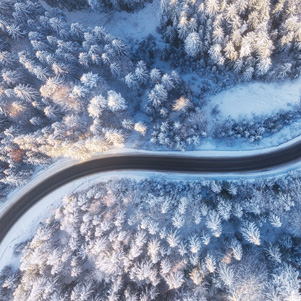 From a bird's eye view - winter road