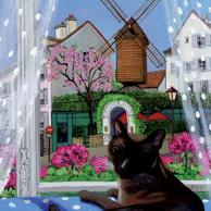 Isy Ochoa - Bisou le chat et le moulin de la Galette à Paris