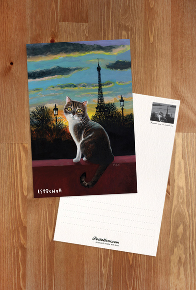 Isy Ochoa - Coucher de soleil sur la Tour Eiffel avec chat