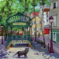 Isy Ochoa -  Kitten and Abbesses metro station in Paris