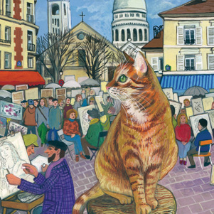Isy Ochoa - Le chat Ikki sur la place du Tertre à Paris