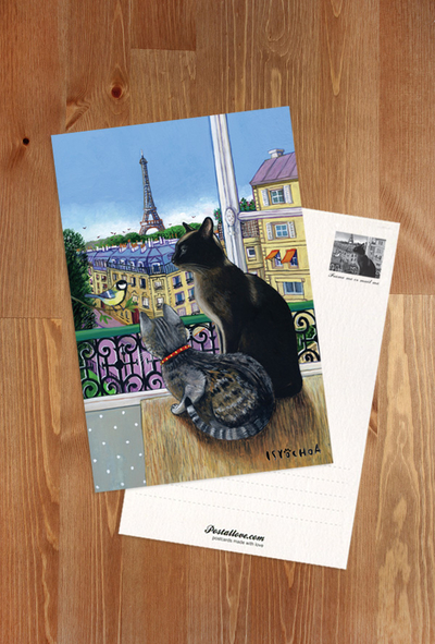 Isy Ochoa - Open window with two cats, Paris