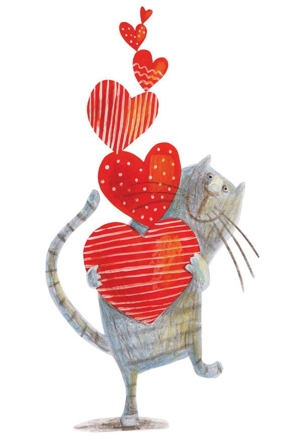 Cat With Hearts Valentine S Day Postcards Postallove