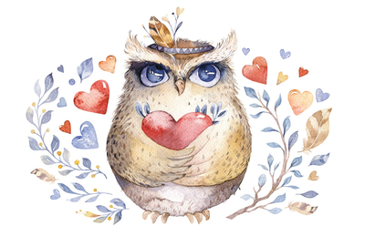 Owl with the heart