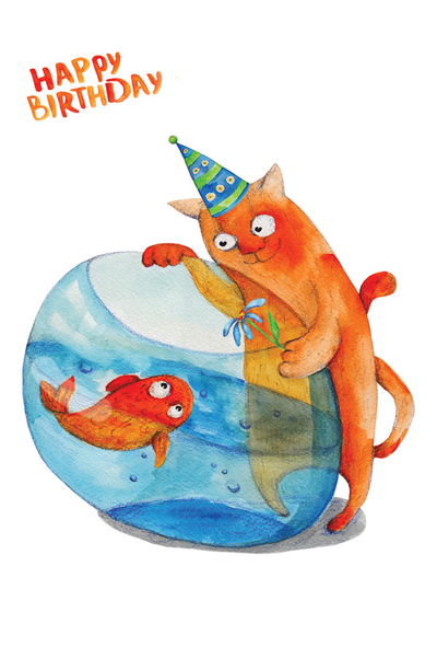 Birthday cat & fish