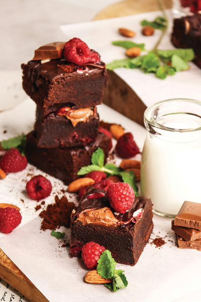 Brownie with Raspberries