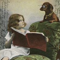 Little girl with a dachshund