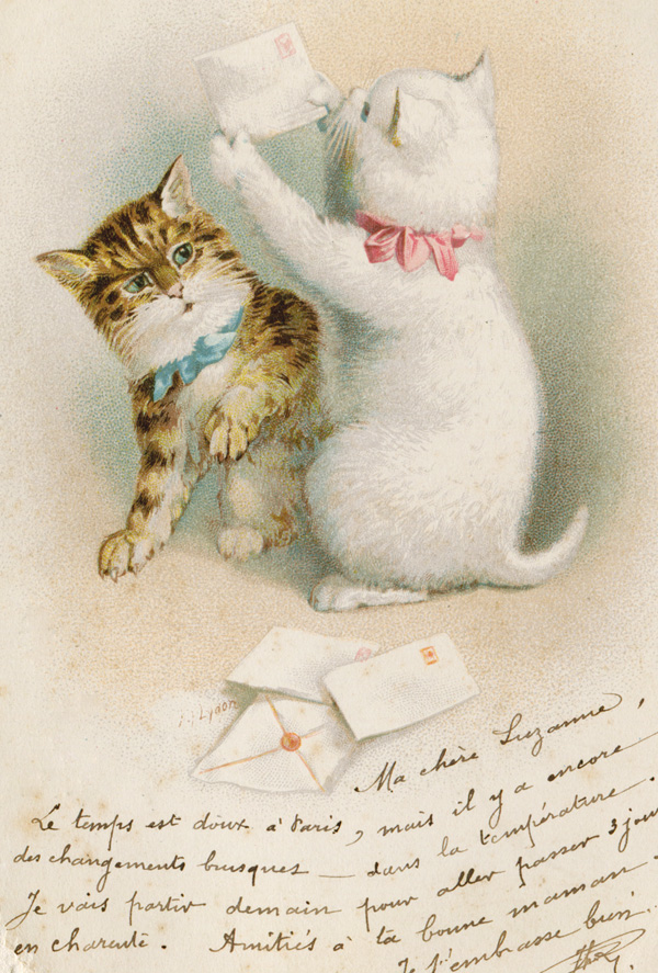 Cats with mails / Retro / Postcards / Postallove postcards made with love