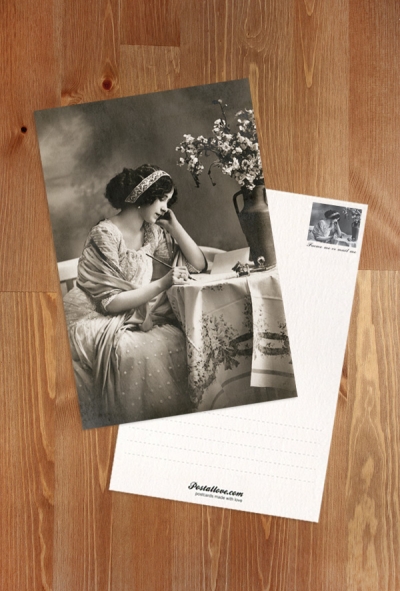 A lady writing a letter