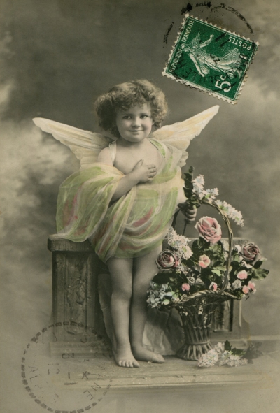 Putto with flowers