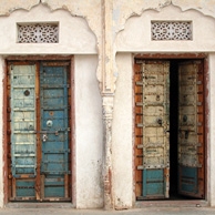 Antique doors to the temple