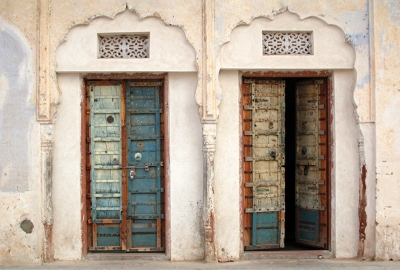 Antique doors to the temple