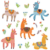 Colorful lamas