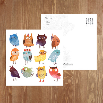 Colorful owls
