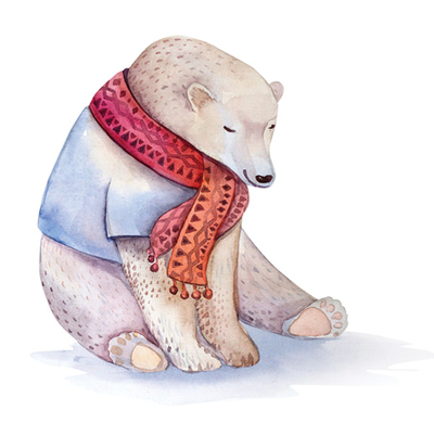 White bear in the scarf