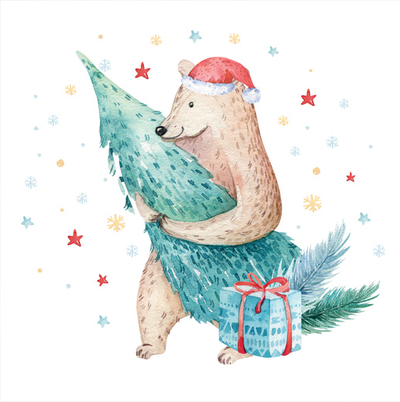 Bear with a Christmas tree