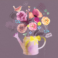 Watering can with flowers