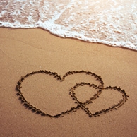 Hearts drawn in the sand