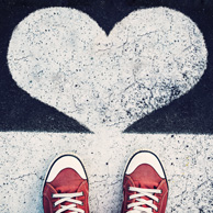 Red sneakers and heart