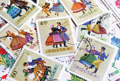 Polish retro folk post stamps
