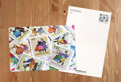 Polish retro folk post stamps