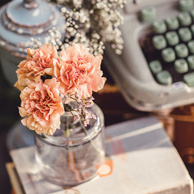 Typewriter and flowers